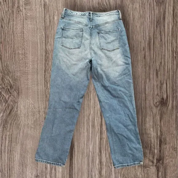 Mossimo Supply Co. High Rise Mom Stretch Blue Jeans with Distressed Details 8/29 - Picture 2 of 8